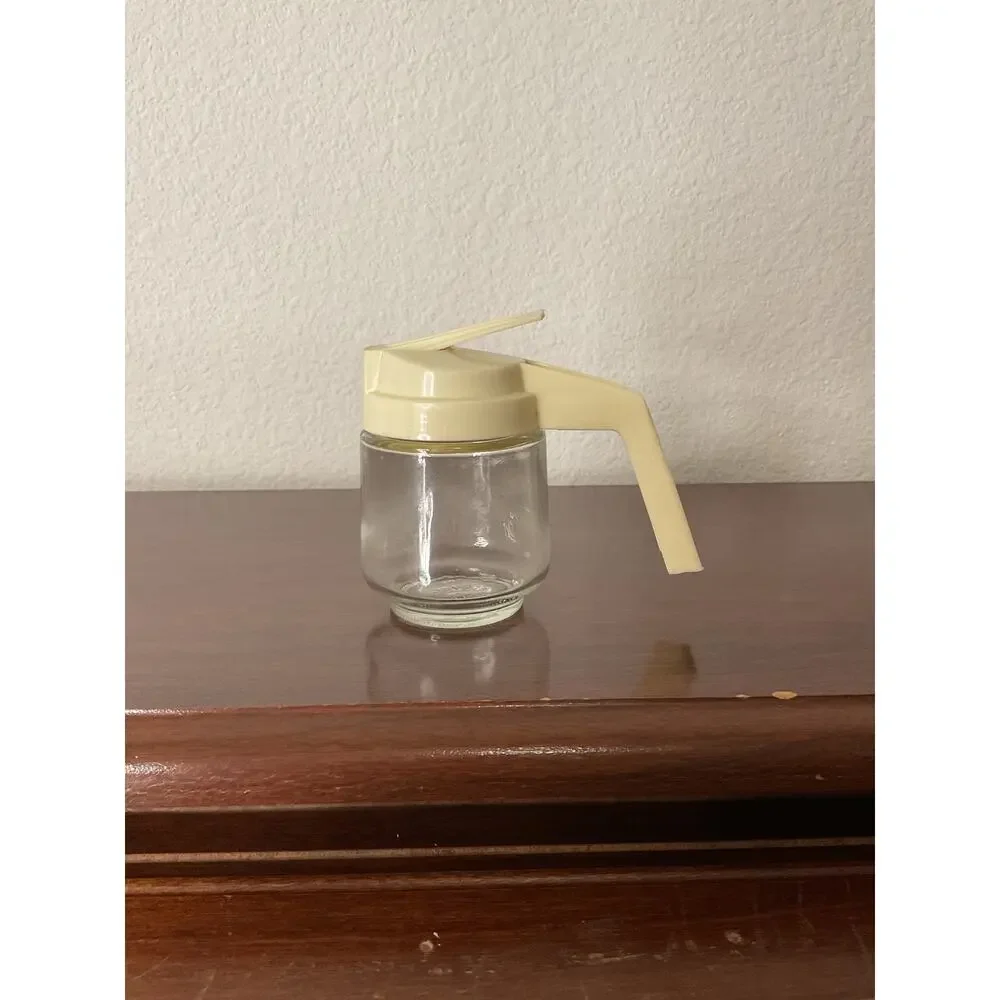 Vintage small Gemco glass syrup dispenser cream lid